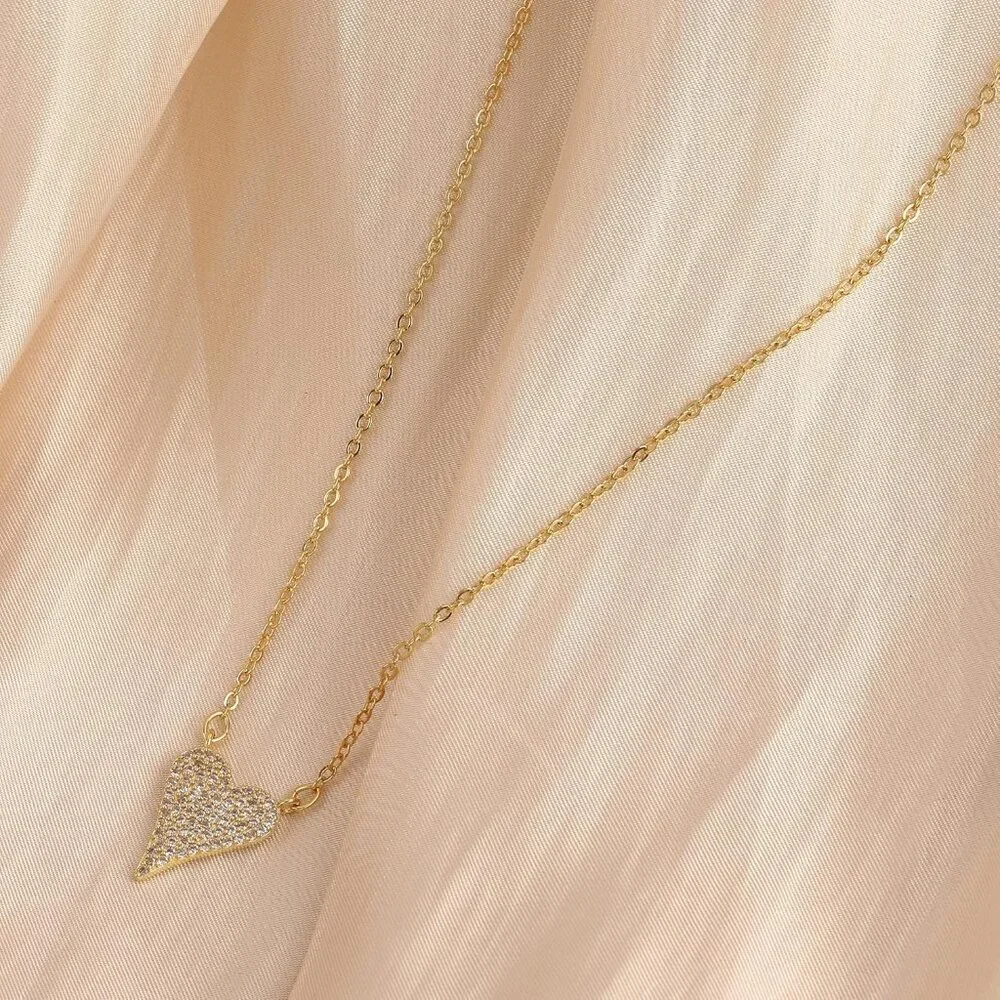 Gold Pendant Necklace for Women, Dainty Diamond Necklaces for Women Simple 14K G - Picture 4 of 6